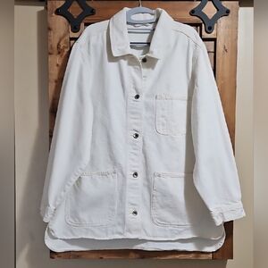 Old Navy White Cotton Oversize Denim Shacket Est. Size 2X